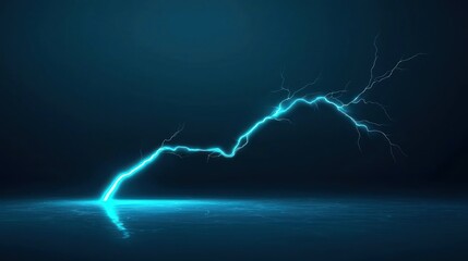A vibrant blue lightning bolt streaks across a dark backdrop