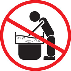 Vector illustration of a prohibition sign saying do not touch fish in the water