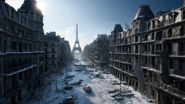 The Snowy, Abandoned and Serene Streets of Paris Featuring the Eiffel Tower