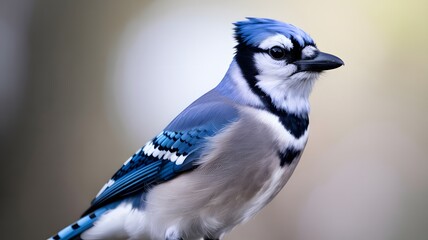 A vibrant blue jay perches on a branch, showcasing its striking blue, white, and black feathers in the wild