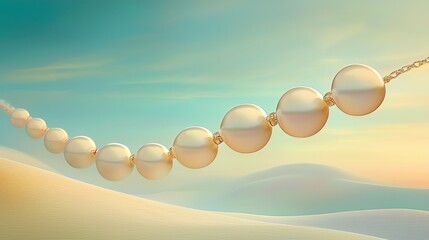 Beautiful necklace of pearls across an abstract desert landscape