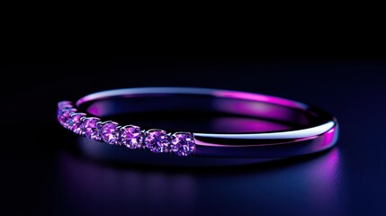 A beautiful ring made of silver and tiny purple stones