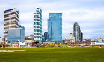 Milwaukee Modern Buildings View at Sunny Day