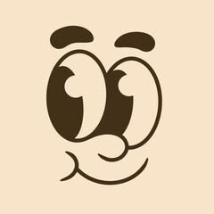 Minimal Retro Cartoon Face for Funny Apparel and Stickers