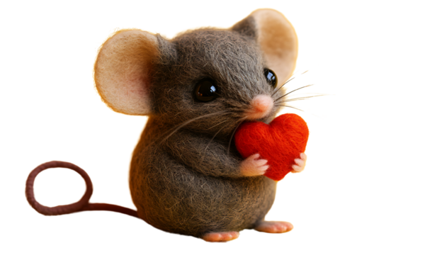 Cute mouse holding a red heart. - Powered by Adobe