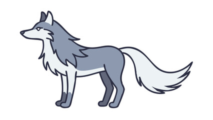 Fototapeta premium Cute and Expressive Icon Logo of a Regal Wolf with a Graceful Neck Arch, Defined Hackles, and a Prominent Tail
