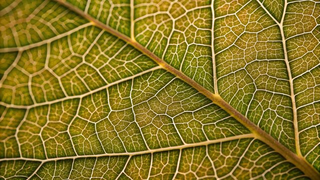 Stunning close-up of intricate leaf veins showcasing nature's delicate artistry botanical textures plant biology detailed macro photography green leaf pattern natural design background