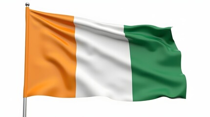Obraz premium Realistic illustration of Côte d’Ivoire flag. Vertical tricolor: orange, white, and green. Isolated on white background. Ideal for graphic design, education, and international content.