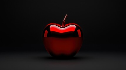 Obraz premium A shiny red apple standing on a dark surface looks great