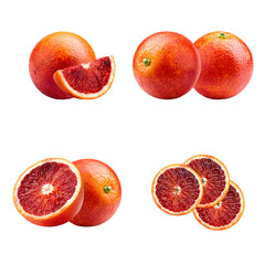blood oranges still life, isolated on transparent background.