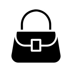 A stylish black leather handbag with a lock, perfect for fashion, luxury, and personal elegance, isolated as a vector illustration silhouette icon