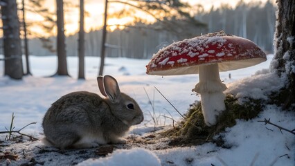rabbit in the snow