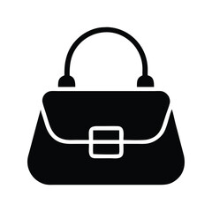 Black leather business briefcase isolated on a white background silhouette vector icon illustration