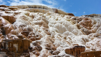 Majestic cascading mineral terraces showcase natural beauty at hot springs in a scenic landscape