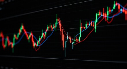Colorful Stock Chart on Black Screen Displaying Financial Market Data