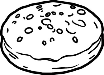 Hand Drawn Delicious Cookie With Toppings Isolated On A White Background Black And White Style