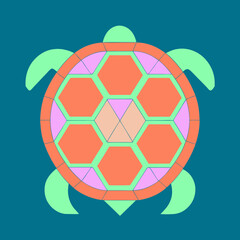 Fototapeta premium Illustration of a turtle with geometric shell design art