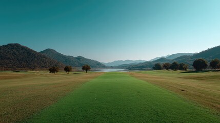 Naklejka premium Golf course mountain view