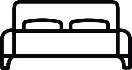 Black and white bed icon isolated on white background