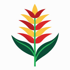 Vibrant Heliconia Flower Illustration Red and Yellow Tropical Floral Vector Icon