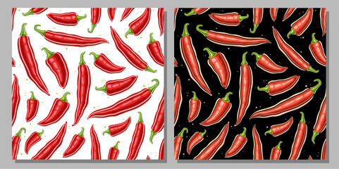 Vector Chili Pepper seamless patterns