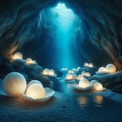 Underwater nestled in giant oy