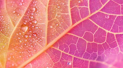 Obraz premium A close up view of a colorful leaf with water droplets