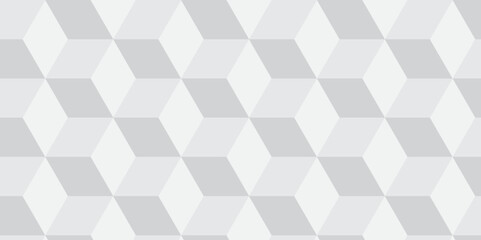 Seamless white geometric cube creative concept triangle overlapping overlap square technology background. geometric digital cubes fabric and wallpaper grid block texture background.	