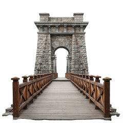 Fototapeta premium Stone suspension bridge architecture on white background
