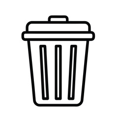 Trash Can Icon Outline Vector Illustration of a Waste Bin for Waste Disposal and Recycling