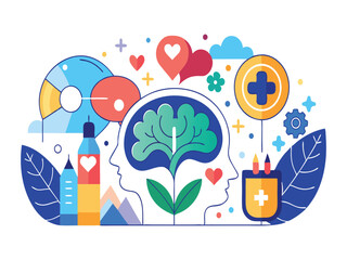Mental health wellness concept illustration isolated on white background
