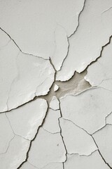 Obraz premium Cracked white plaster wall texture background