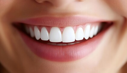 Fototapeta premium Close-up view of a bright, healthy smile.