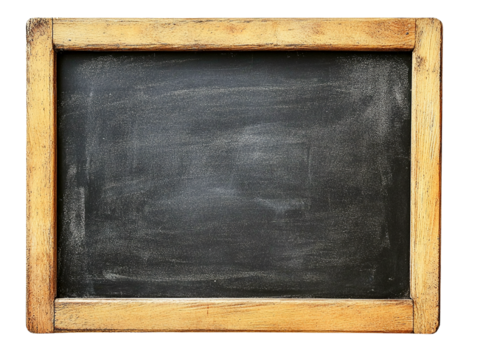 Vintage wooden frame chalkboard blank slate isolated on transparent PNG
