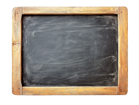Blank vintage wooden framed chalkboard isolated on transparent PNG - Powered by Adobe