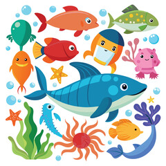 Fototapeta premium set of fishes