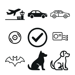 Transportation, Animals, and Miscellaneous Icons Set isolated on white background