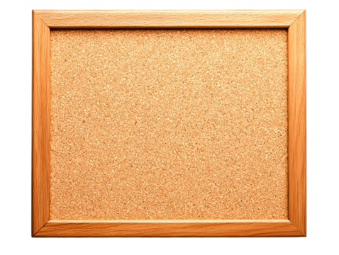 Wooden frame corkboard notice board isolated on transparent PNG
