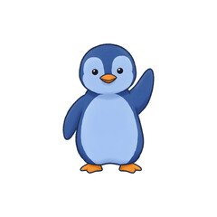Naklejka premium A full-body cartoon penguin with small wings and a cheerful smile