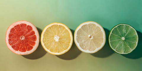 "Fresh Citrus Slices Lined Up &ndash; Healthy Tropical Fruits"