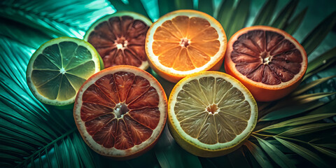"Fresh Citrus Slices Lined Up &ndash; Healthy Tropical Fruits"