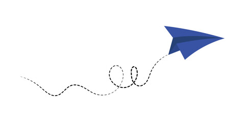 Paper plane with dotted line vector. Paper airplane, Travel symbol. Airplane track or route with dotted lines. Illustration of an airplane flying. vector illustration in eps 10.	