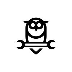 Owl logo sit on wrench logo