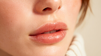 Naklejka premium Glamouröse Beauty-Porträts mit glänzender Haut, luxuriösem Make-up und sinnlichem Ausdruck – elegante Nahaufnahmen moderner Weiblichkeit, inspiriert von Kosmetik und Hautpflege.