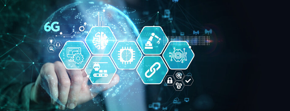 The concept of 6G network, high-speed mobile Internet, new generation networks. Business, modern technology, internet and networking concept. - Powered by Adobe