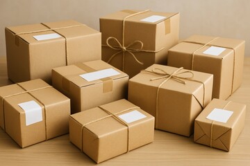 Fototapeta premium Eco-friendly brown packaging boxes