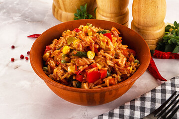 Mexican spicy rice with vegetables