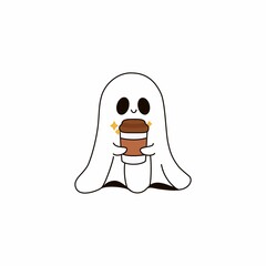 Cute Ghost Holding a Coffee
