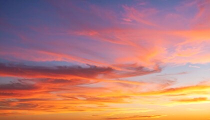 Fototapeta premium Fiery Sunset Sky: A Canvas of Orange and Pink Hues