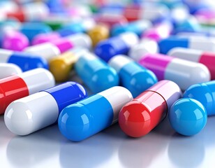 Closeup of capsule medicines, excessive medicine concept